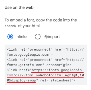 复制“<link>”中的“href”内容